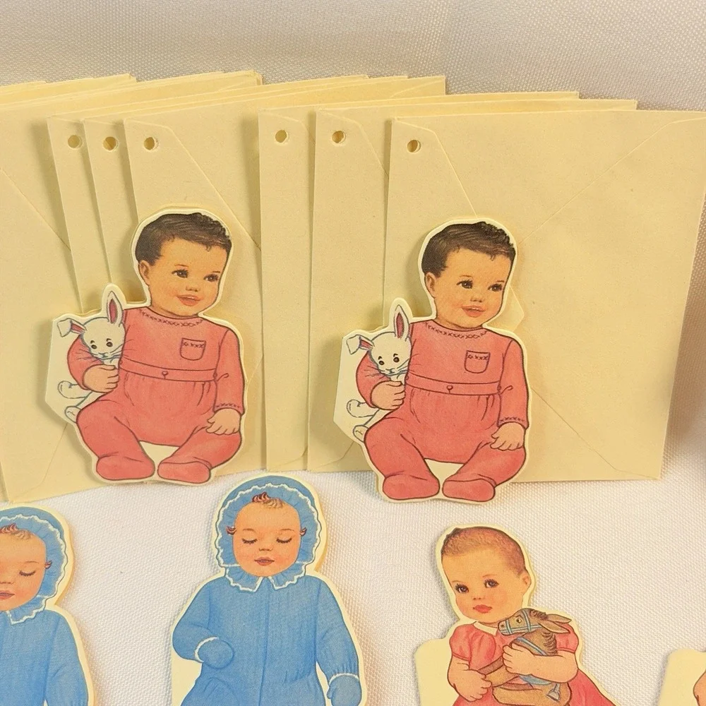 12 Vintage 1980's Merrimack Die Cut Victorian Style Gift Tags Child Doll Cottage